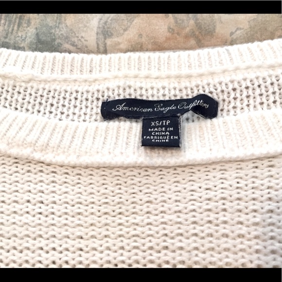 American Eagle Cream Ruffle Hi-Lo Hem Sweater (XS) - Picture 3 of 8